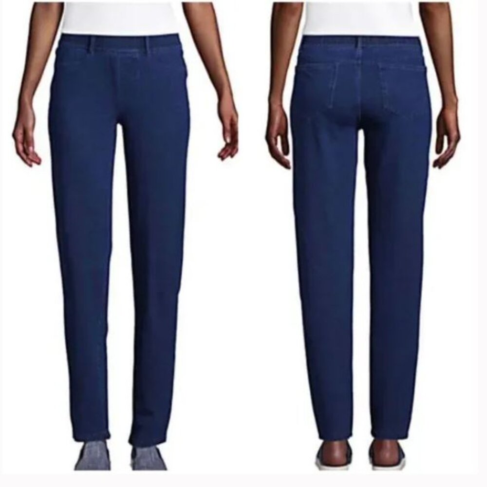 Lands End Women's Starfish Knit Denim Jeans-Medium Indigo - XS